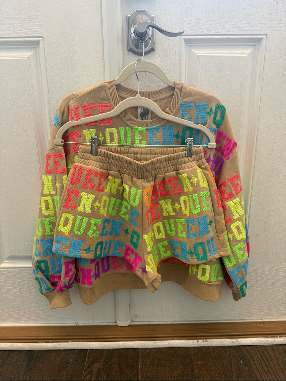 Queen of Sparkles QUEEN Sweatshirt and Shorts Set